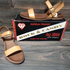 Rock & Candy Womens Clarise Natural Ankle Strap Sandals Size 10M